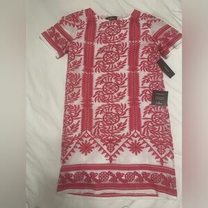 Lulu's pink and White Sheath Mini Dress with short Sleeves